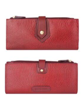 HIDESIGN Genuine Leather Long Wallet – Burgundy Croc Embossed – New in Gift Box